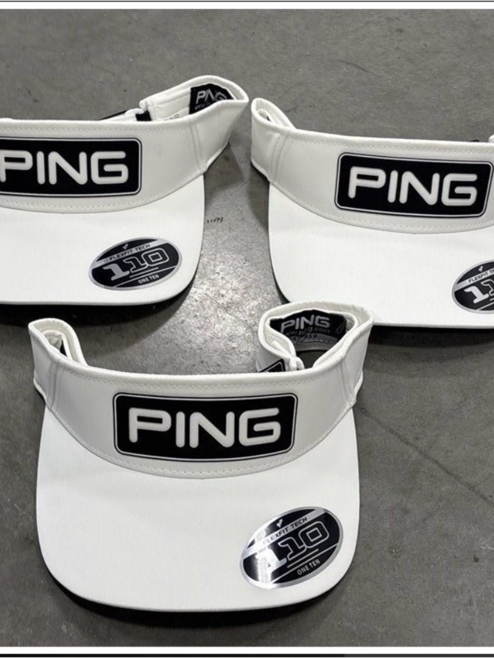 3x Ping White and Black Golf Visor with Branded Tag